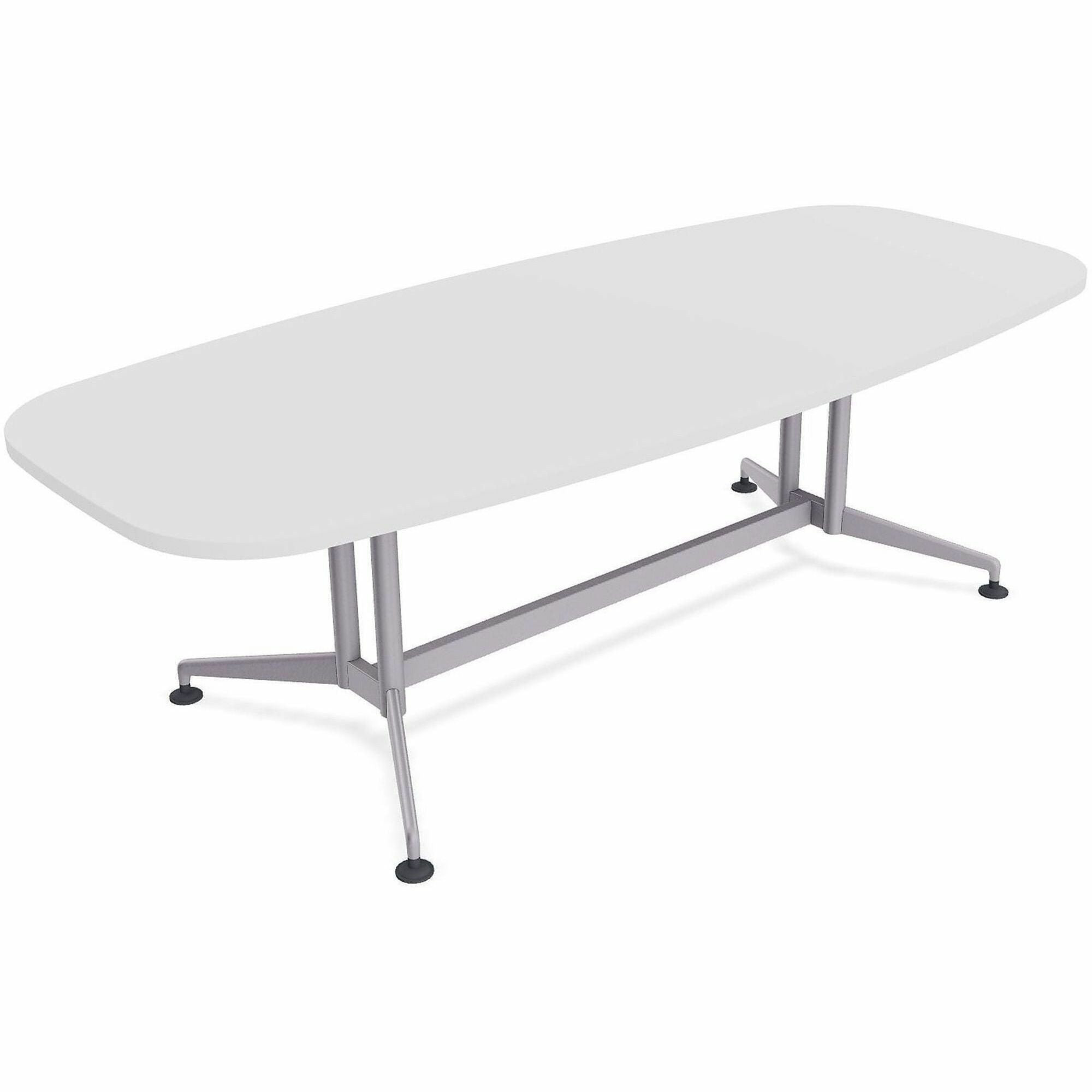 Special-T ZIA Series Conference Table, Elipse Top, 84"W x 48"D x 29"H, White High Pressure Laminate, Powder Coated Double Column Cast Aluminum/Steel Base, 2 Tables per Bundle