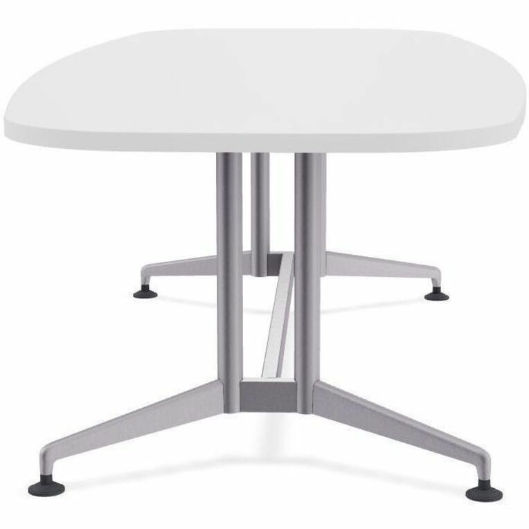 Special-T ZIA Series Conference Table, Elipse Top, 84"W x 48"D x 29"H, White High Pressure Laminate, Powder Coated Double Column Cast Aluminum/Steel Base, 2 Tables per Bundle
