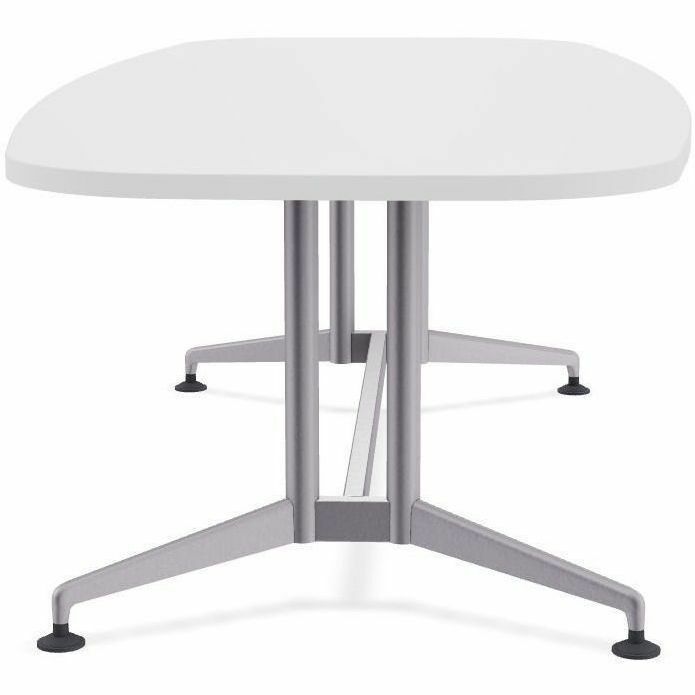 Special-T ZIA Series Conference Table, Elipse Top, 84"W x 48"D x 29"H, White High Pressure Laminate, Powder Coated Double Column Cast Aluminum/Steel Base, 2 Tables per Bundle