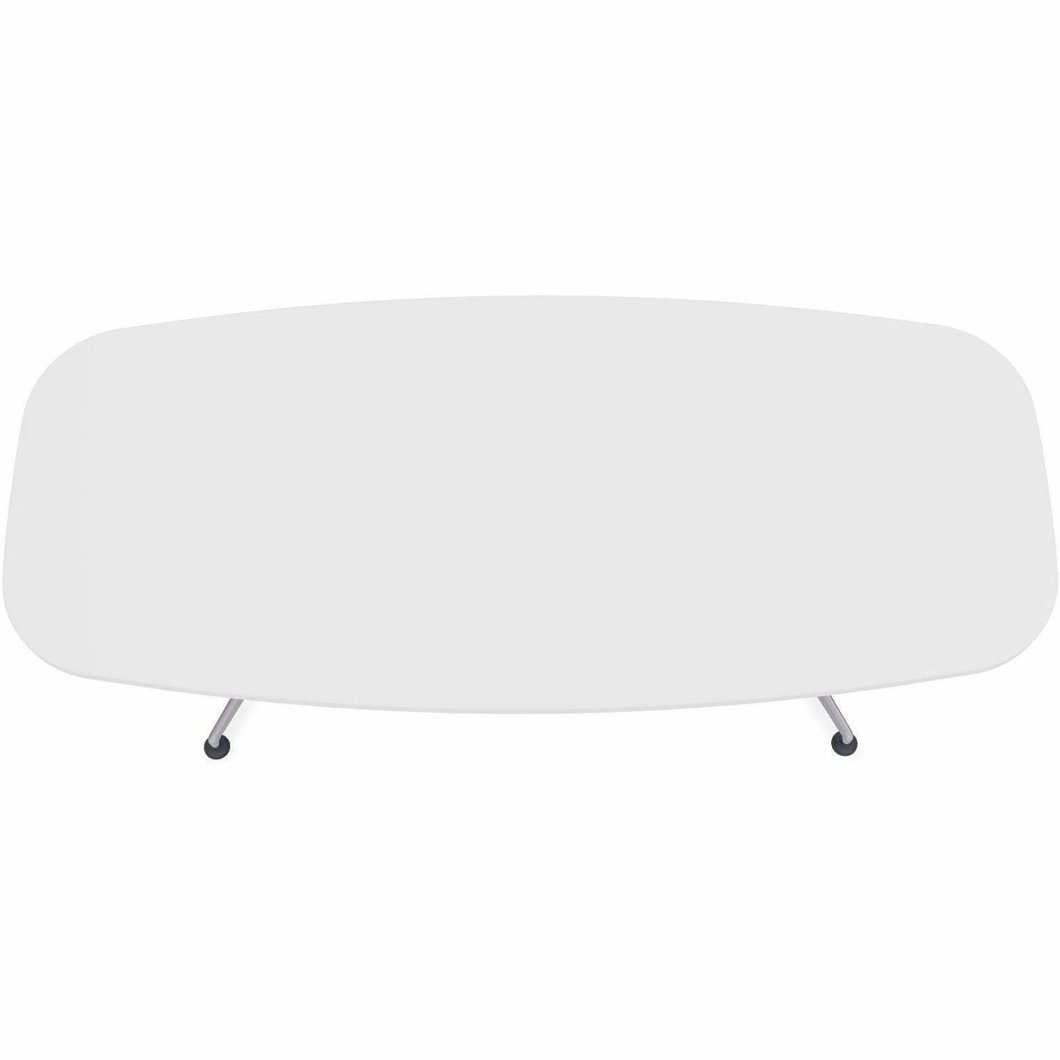 Special-T ZIA Series Conference Table, Elipse Top, 84"W x 48"D x 29"H, White High Pressure Laminate, Powder Coated Double Column Cast Aluminum/Steel Base, 2 Tables per Bundle
