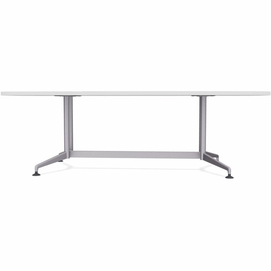 Special-T ZIA Series Conference Table, Elipse Top, 84"W x 48"D x 29"H, White High Pressure Laminate, Powder Coated Double Column Cast Aluminum/Steel Base, 2 Tables per Bundle