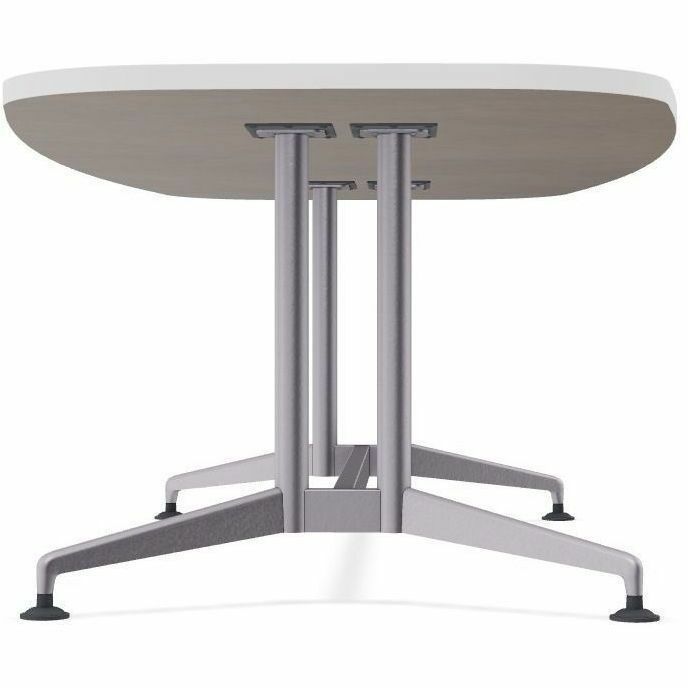 Special-T ZIA Series Conference Table, Elipse Top, 84"W x 48"D x 29"H, White High Pressure Laminate, Powder Coated Double Column Cast Aluminum/Steel Base, 2 Tables per Bundle