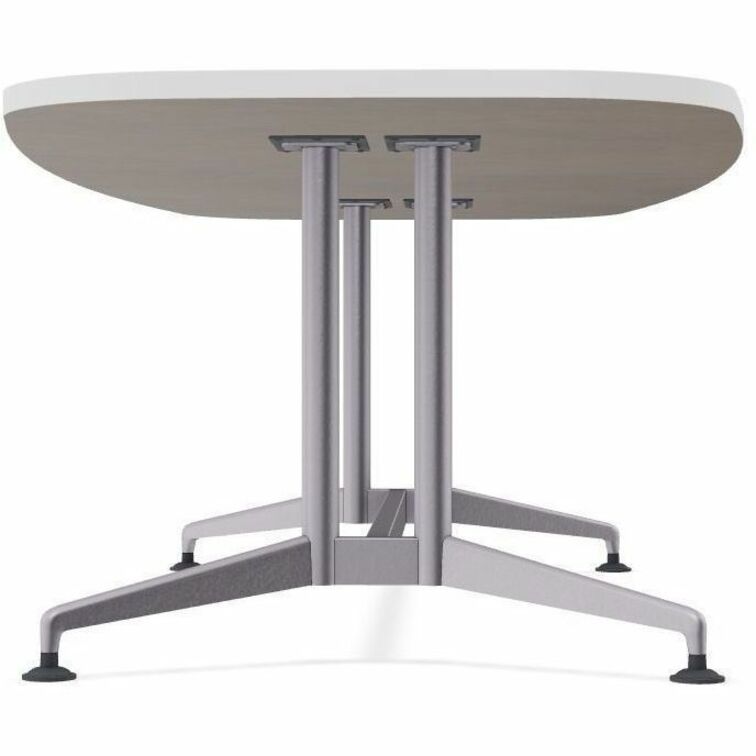Special-T ZIA Series Conference Table, Elipse Top, 84"W x 48"D x 29"H, White High Pressure Laminate, Powder Coated Double Column Cast Aluminum/Steel Base, 2 Tables per Bundle