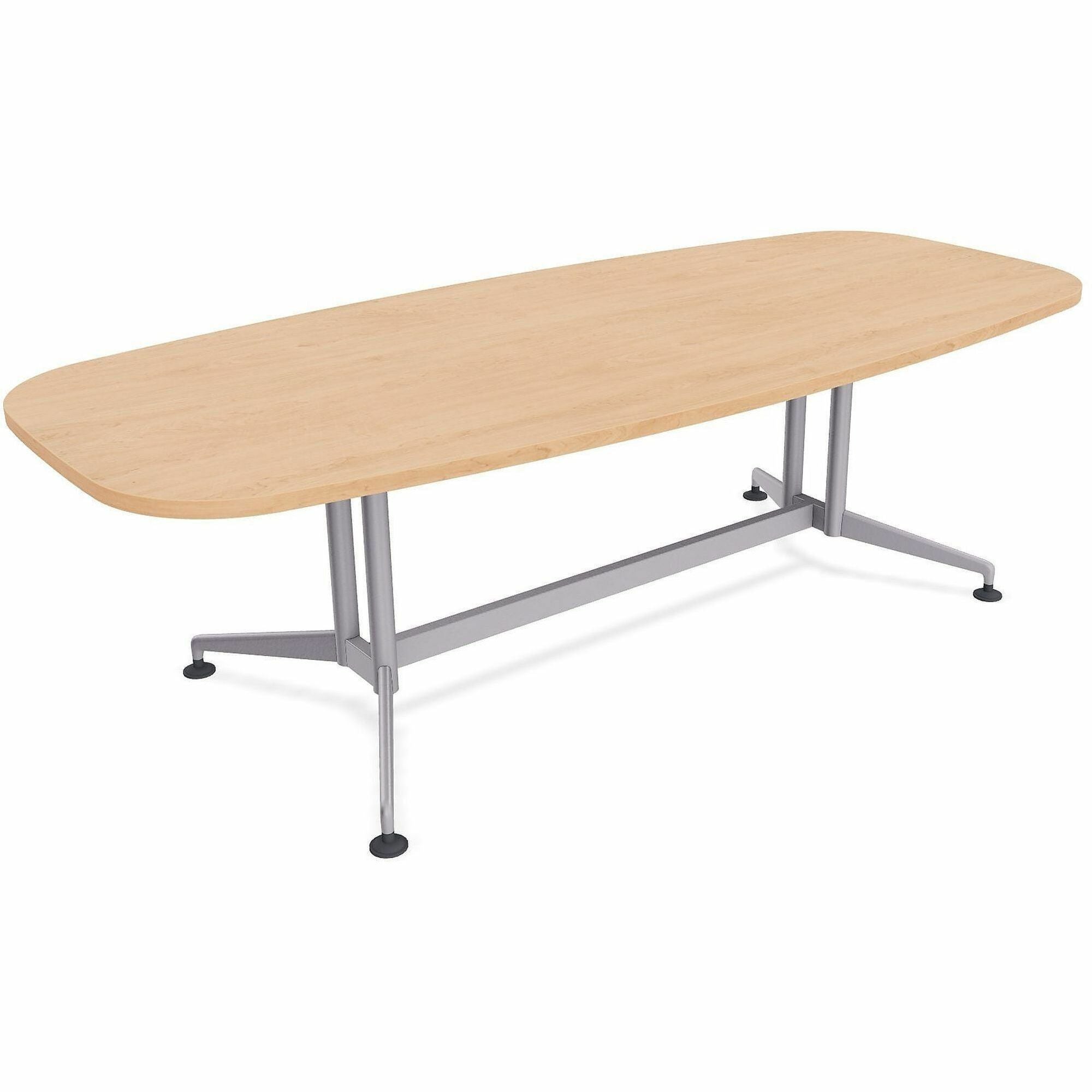 Special-T ZIA Series Conference Tables, Elipse Top, 96" W x 48" D x 29" H, Kensington Maple HPL, Powder Coated Double Column Cast Aluminum/Steel Base, 2 Tables per Bundle
