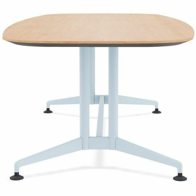 Special-T ZIA Series Conference Tables, Elipse Top, 96" W x 48" D x 29" H, Kensington Maple HPL, Powder Coated Double Column Cast Aluminum/Steel Base, 2 Tables per Bundle