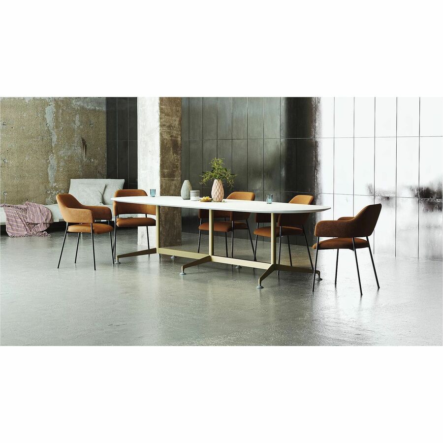 Special-T ZIA Series Conference Tables, Elipse Top, 96" W x 48" D x 29" H, Kensington Maple HPL, Powder Coated Double Column Cast Aluminum/Steel Base, 2 Tables per Bundle