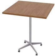 Special-T ZIA Series Hospitality Tables, Square 36"x36" Top, 42" Height, Walnut High Pressure Laminate, Powder Coated X-Shaped Cast Aluminum/Steel Base, Mid-Century Modern Style, 6 per Bundle