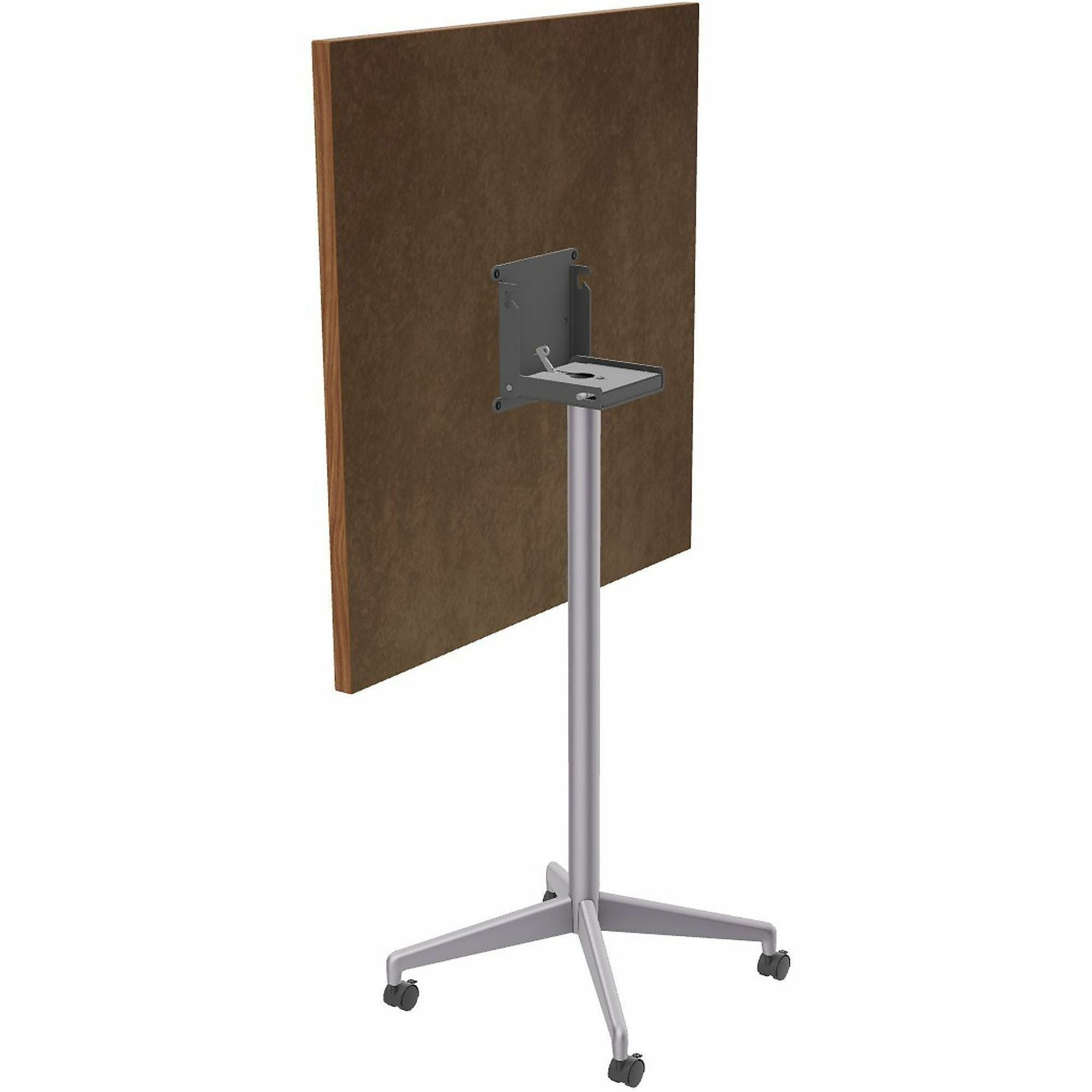 Special-T ZIA Series Hospitality Tables, Square 36"x36" Top, 42" Height, Walnut High Pressure Laminate, Powder Coated X-Shaped Cast Aluminum/Steel Base, Mid-Century Modern Style, 6 per Bundle