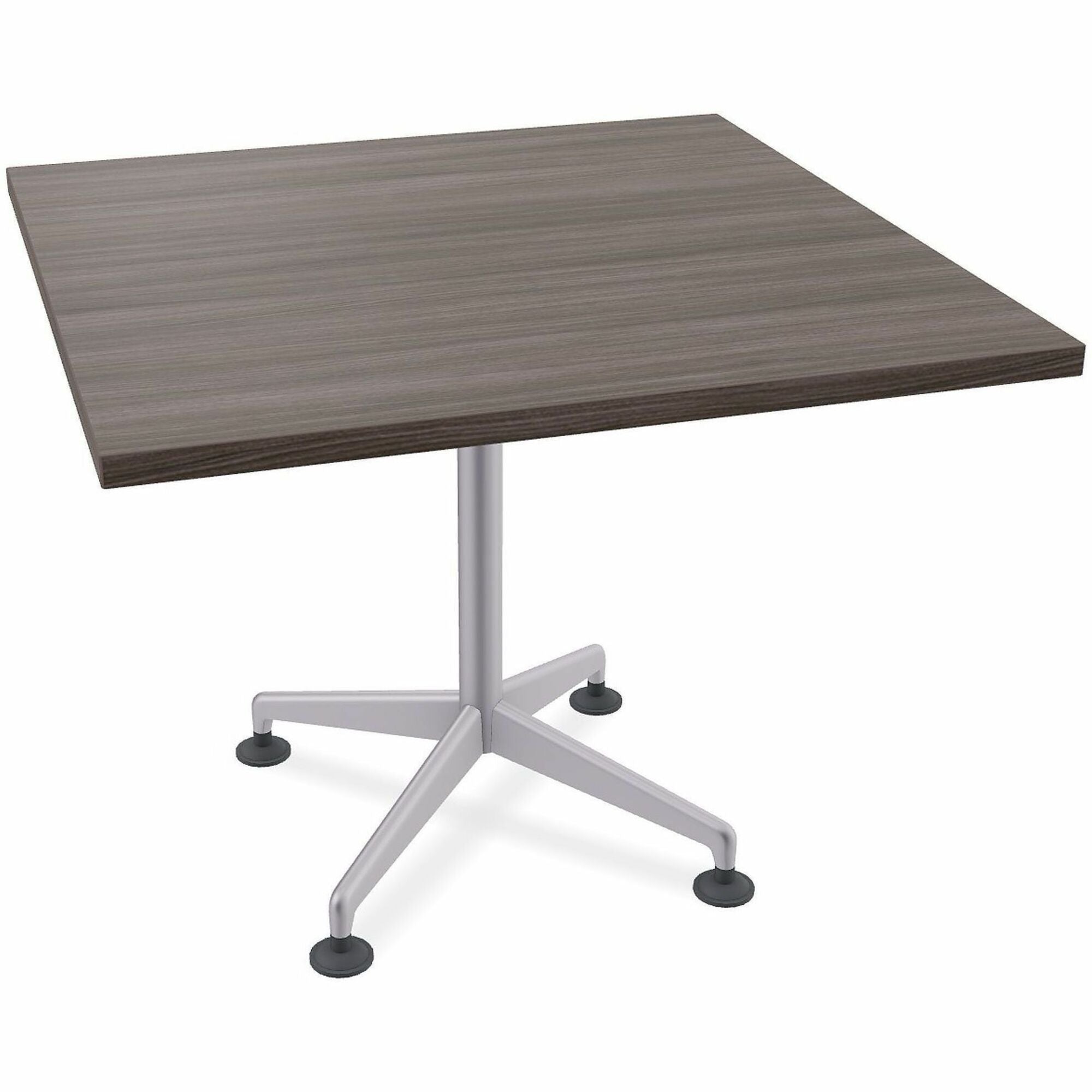 Special-T ZIA Series Hospitality Tables, Square 42"x42" Top, 29" Height, Gray Driftwood HPL, Powder Coated X-Shaped Cast Aluminum/Steel Base, Mid-Century Modern Style, 8 Tables per Bundle