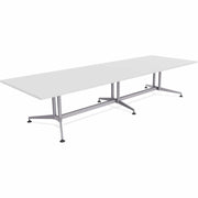 Special-T ZIA Series Conference Table, Rectangle Top, 10 ft x 48", 29" Height, White High Pressure Laminate, Powder Coated Double Column Cast Aluminum/Steel Base, 2 per Bundle