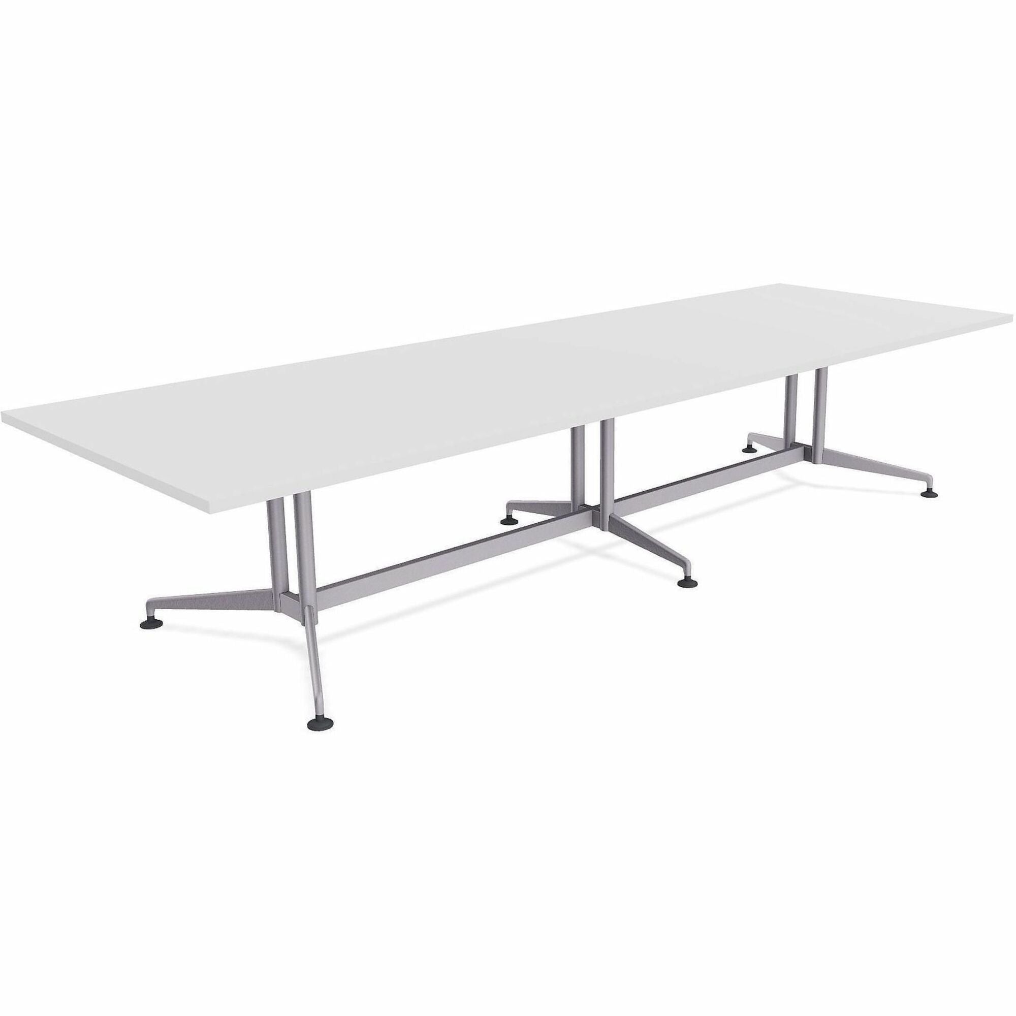 Special-T ZIA Series Conference Table, Rectangle Top, 10 ft x 48", 29" Height, White High Pressure Laminate, Powder Coated Double Column Cast Aluminum/Steel Base, 2 per Bundle