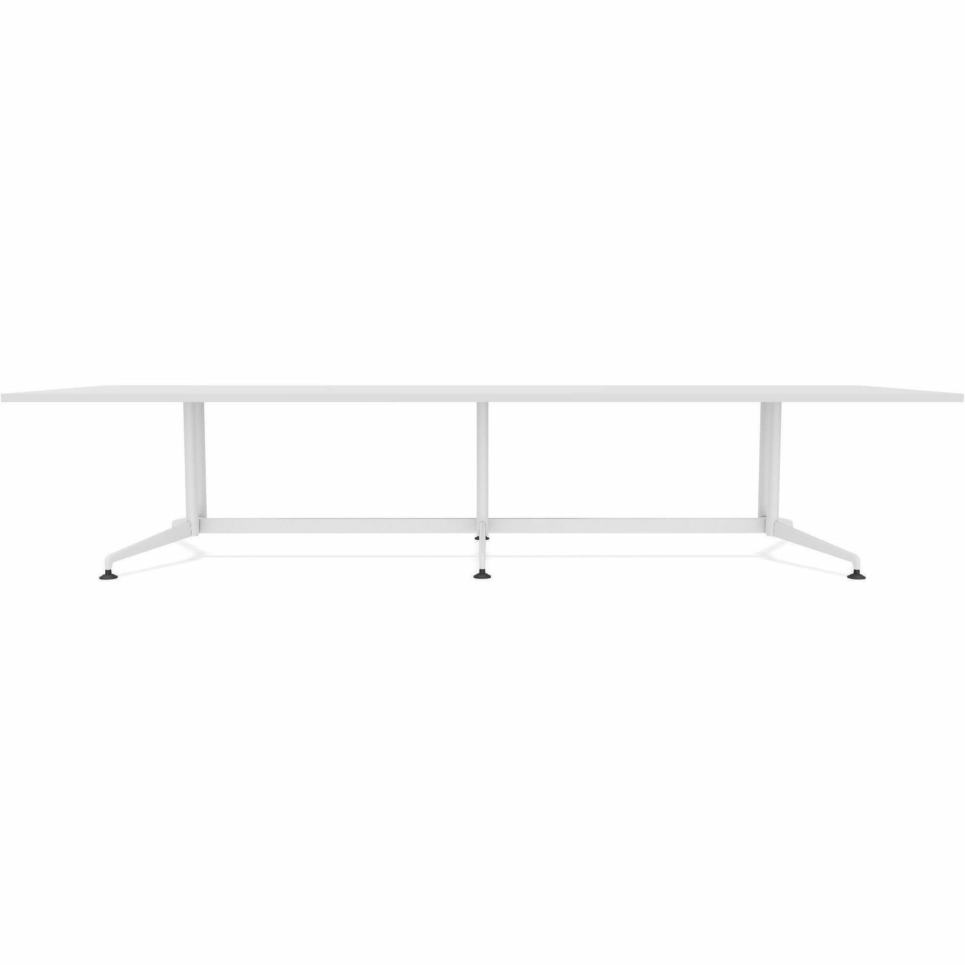 Special-T ZIA Series Conference Table, Rectangle Top, 10 ft x 48", 29" Height, White High Pressure Laminate, Powder Coated Double Column Cast Aluminum/Steel Base, 2 per Bundle