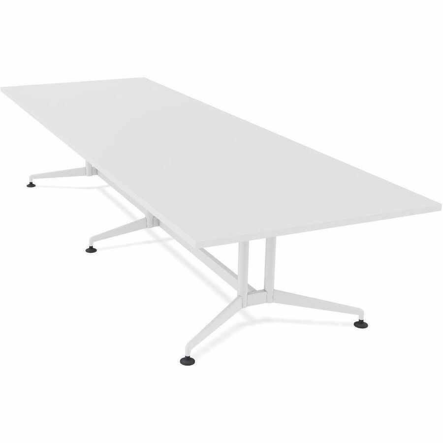Special-T ZIA Series Conference Table, Rectangle Top, 10 ft x 48", 29" Height, White High Pressure Laminate, Powder Coated Double Column Cast Aluminum/Steel Base, 2 per Bundle