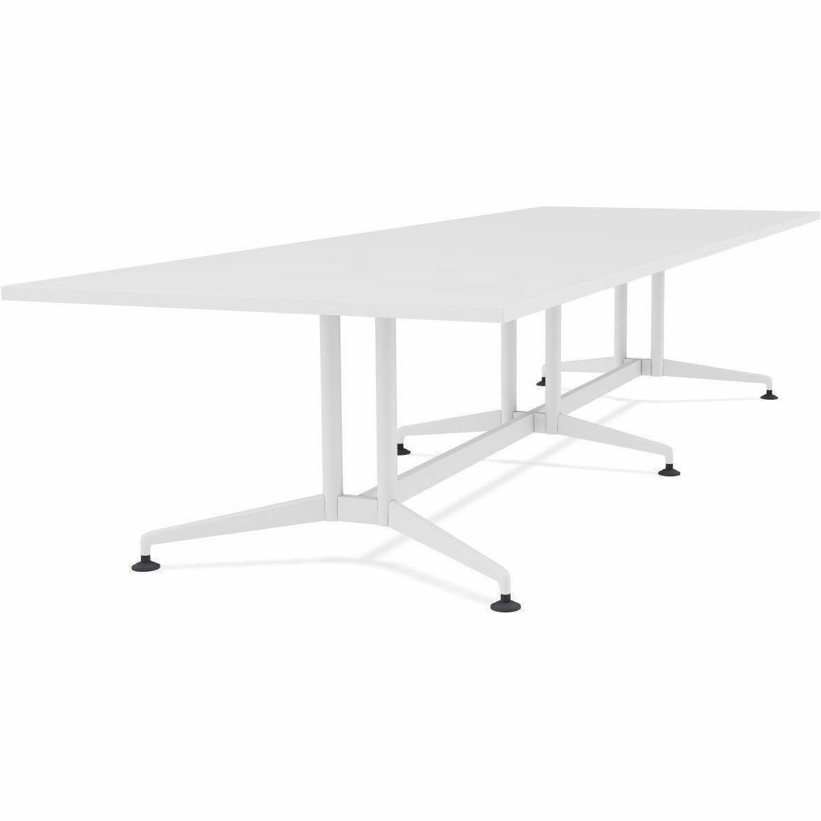 Special-T ZIA Series Conference Table, Rectangle Top, 10 ft x 48", 29" Height, White High Pressure Laminate, Powder Coated Double Column Cast Aluminum/Steel Base, 2 per Bundle