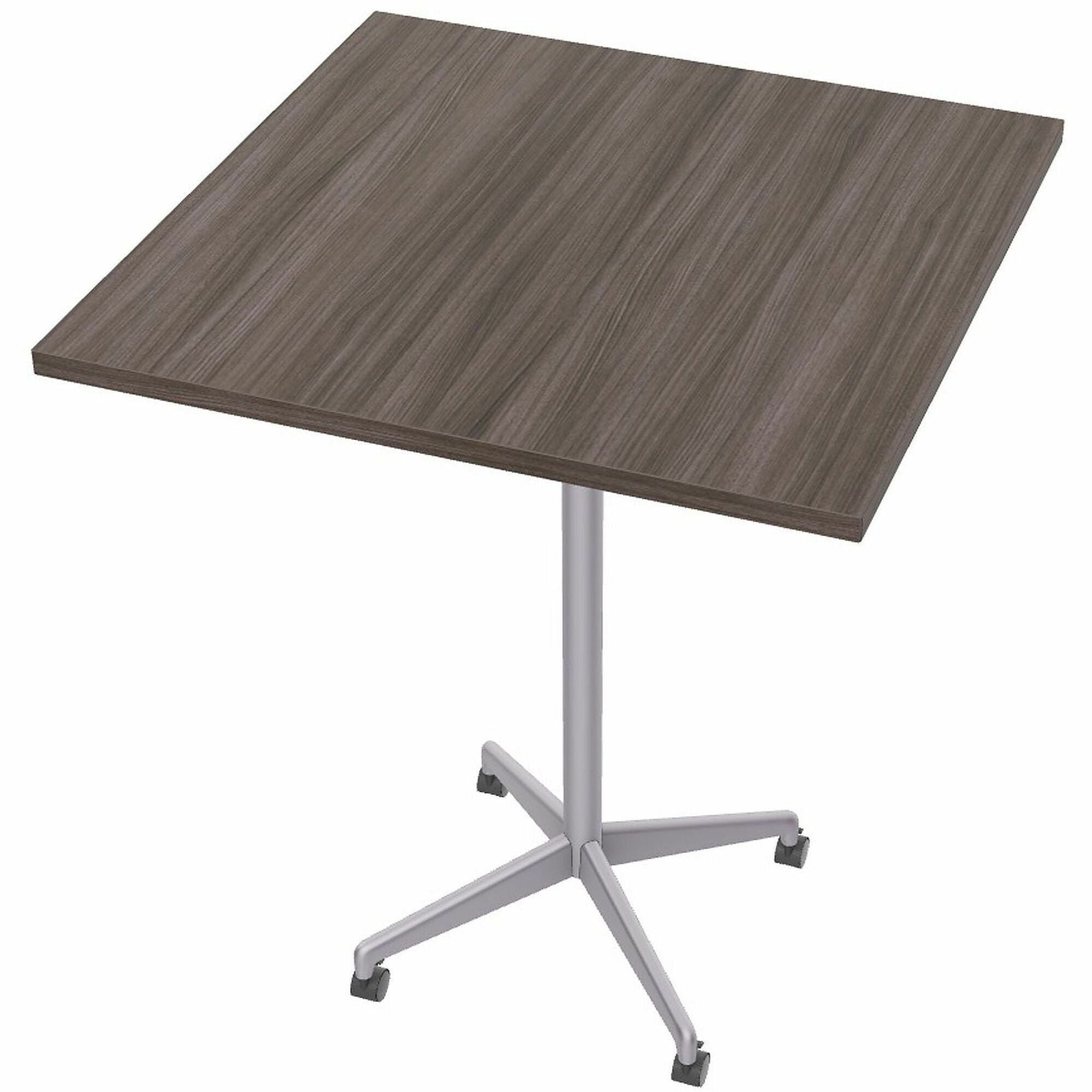 Special-T ZIA Series Hospitality Tables, Square 42"x42"x42", Gray Driftwood High Pressure Laminate, Powder Coated X-Shaped Base, Mid-Century Modern Style, Cast Aluminum/Steel Base, 6 per Bundle
