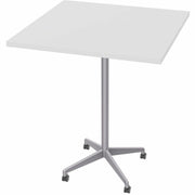 Special-T ZIA Series Hospitality Tables, Square 36"x36" Top, 42" Height, White High Pressure Laminate, Powder Coated X-Shaped Cast Aluminum/Steel Base, Mid-Century Modern Style, 6 per Bundle