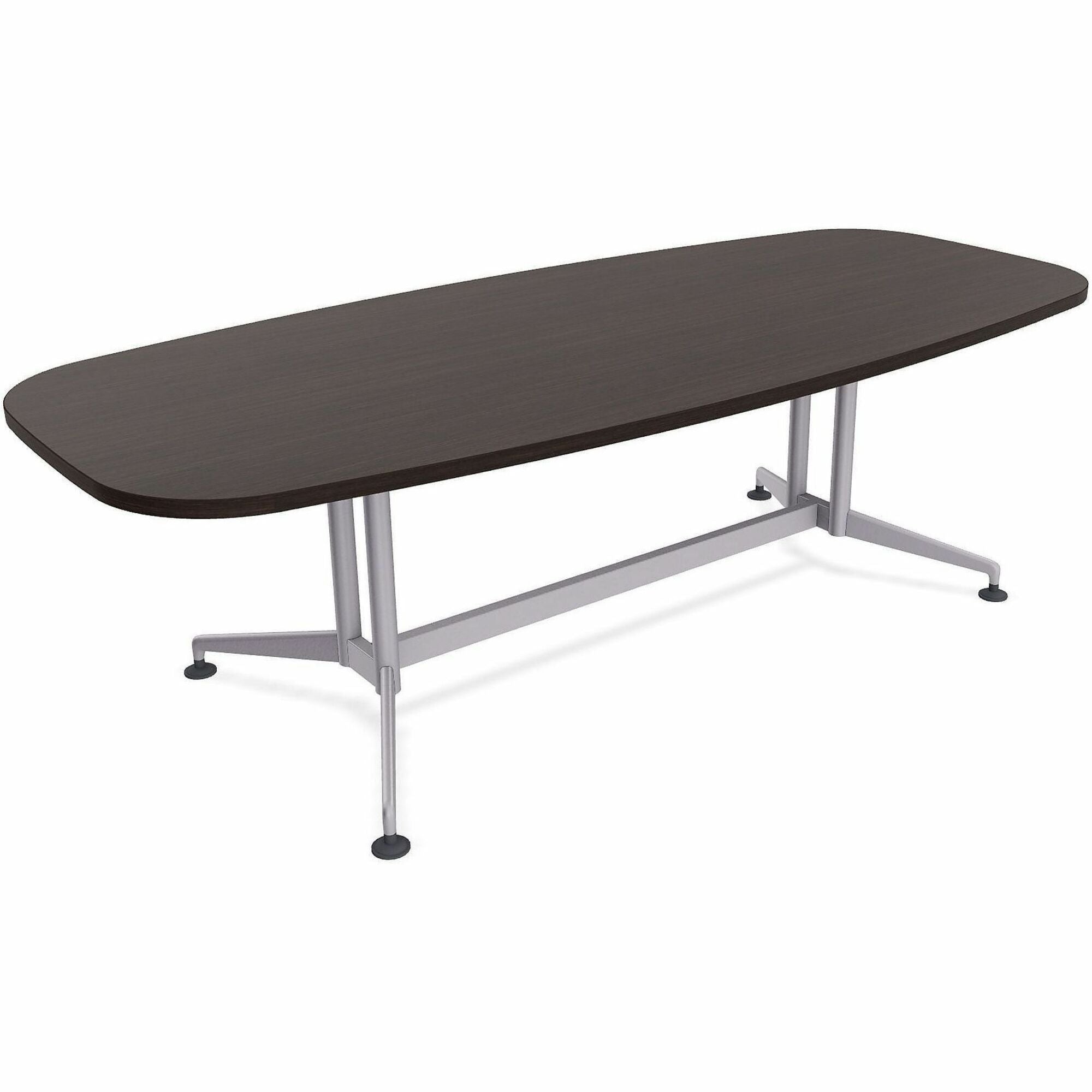 Special-T ZIA Series Conference Table, Elipse Top, 96" x 48", 29" Height, Ebony Recon High Pressure Laminate, Powder Coated Double Column Cast Aluminum/Steel Base, 2 Tables per Bundle