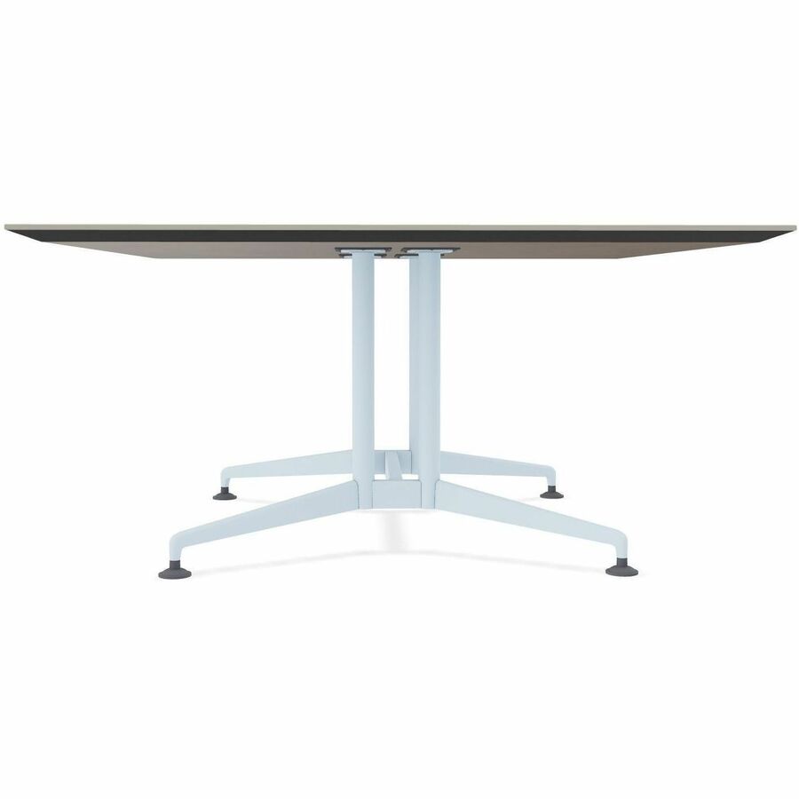Special-T ZIA Series Hospitality Tables, Square 42"x42" Top, 29" Height, Powder Coated X-shaped Base, Mid-Century Modern Style, Gray High Pressure Laminate, Cast Aluminum/Steel Base, 8 per Bundle