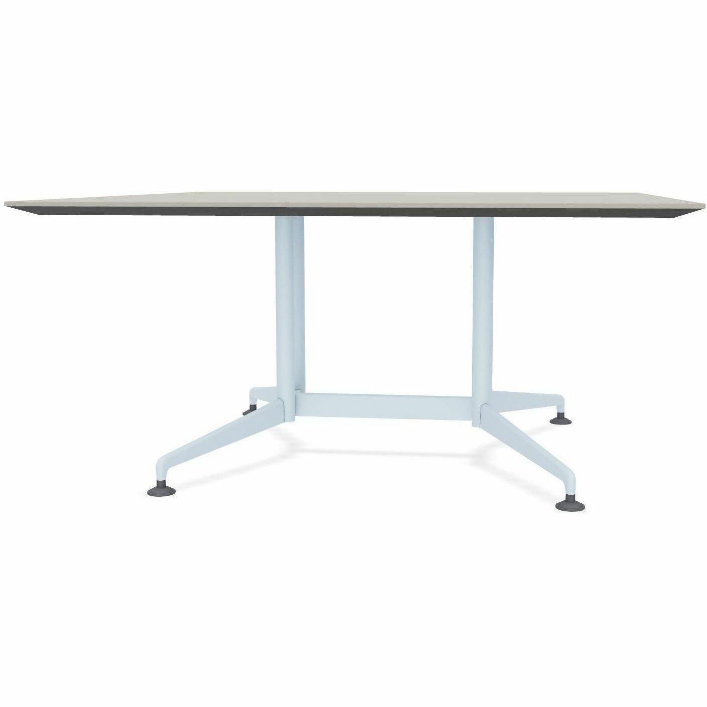 Special-T ZIA Series Hospitality Tables, Square 42"x42" Top, 29" Height, Powder Coated X-shaped Base, Mid-Century Modern Style, Gray High Pressure Laminate, Cast Aluminum/Steel Base, 8 per Bundle