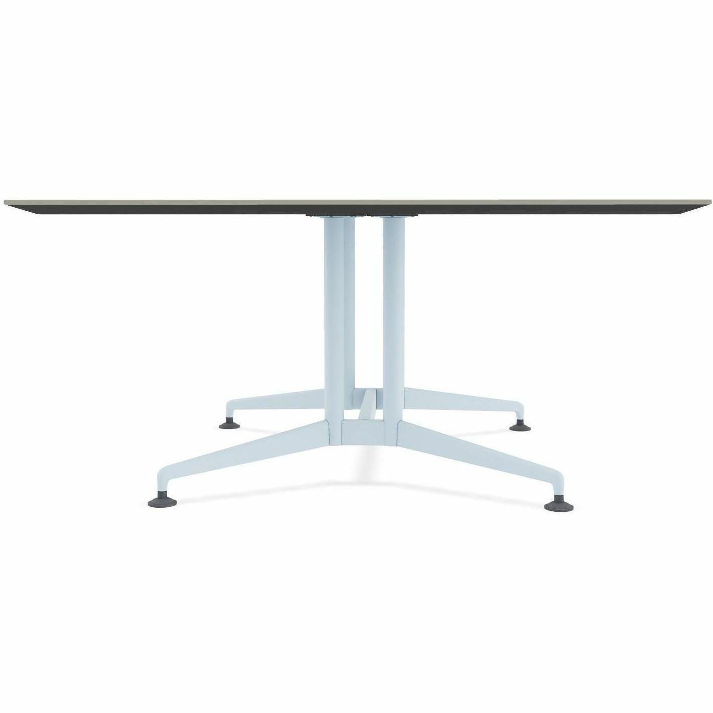 Special-T ZIA Series Hospitality Tables, Square 42"x42" Top, 29" Height, Powder Coated X-shaped Base, Mid-Century Modern Style, Gray High Pressure Laminate, Cast Aluminum/Steel Base, 8 per Bundle