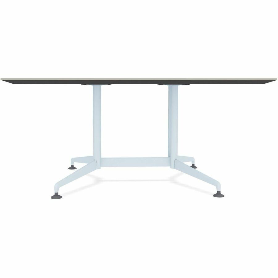 Special-T ZIA Series Hospitality Tables, Square 42"x42" Top, 29" Height, Powder Coated X-shaped Base, Mid-Century Modern Style, Gray High Pressure Laminate, Cast Aluminum/Steel Base, 8 per Bundle
