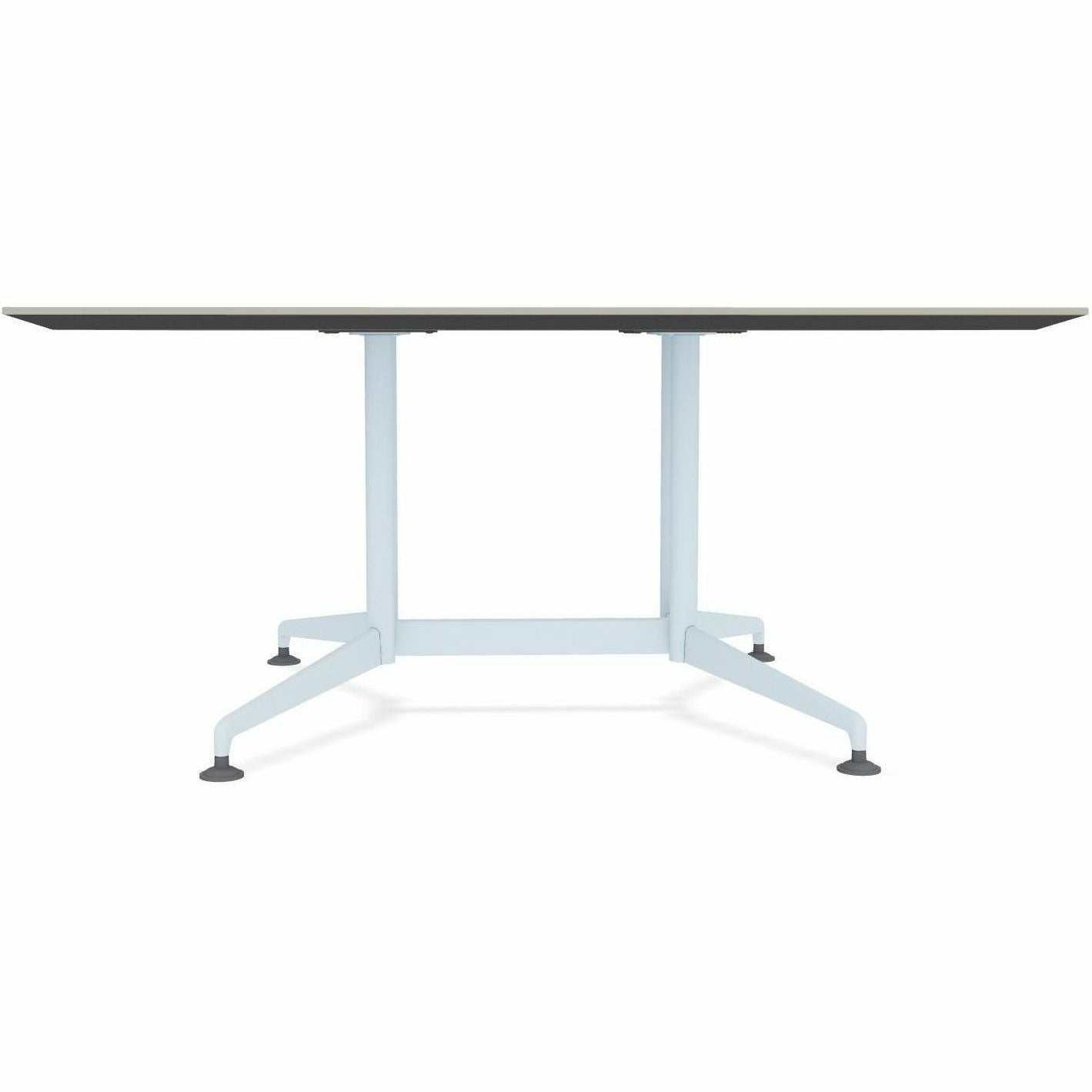Special-T ZIA Series Hospitality Tables, Square 42"x42" Top, 29" Height, Powder Coated X-shaped Base, Mid-Century Modern Style, Gray High Pressure Laminate, Cast Aluminum/Steel Base, 8 per Bundle