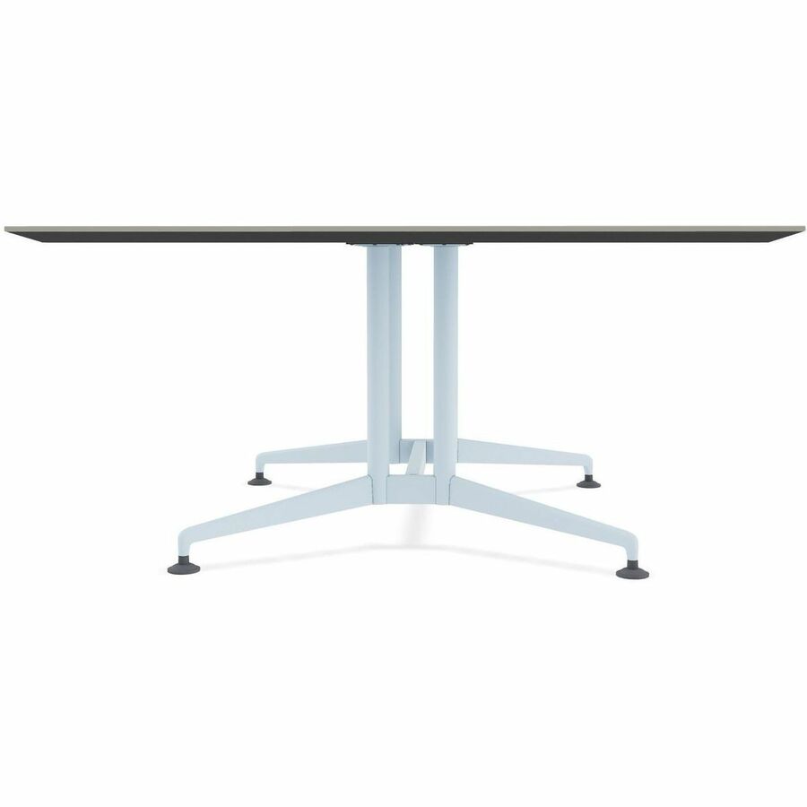 Special-T ZIA Series Hospitality Tables, Square 42"x42" Top, 29" Height, Powder Coated X-shaped Base, Mid-Century Modern Style, Gray High Pressure Laminate, Cast Aluminum/Steel Base, 8 per Bundle
