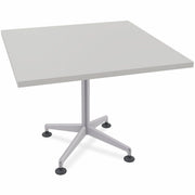 Special-T ZIA Series Hospitality Tables, Square 42"x42" Top, 29" Height, Powder Coated X-shaped Base, Mid-Century Modern Style, Gray High Pressure Laminate, Cast Aluminum/Steel Base, 8 per Bundle