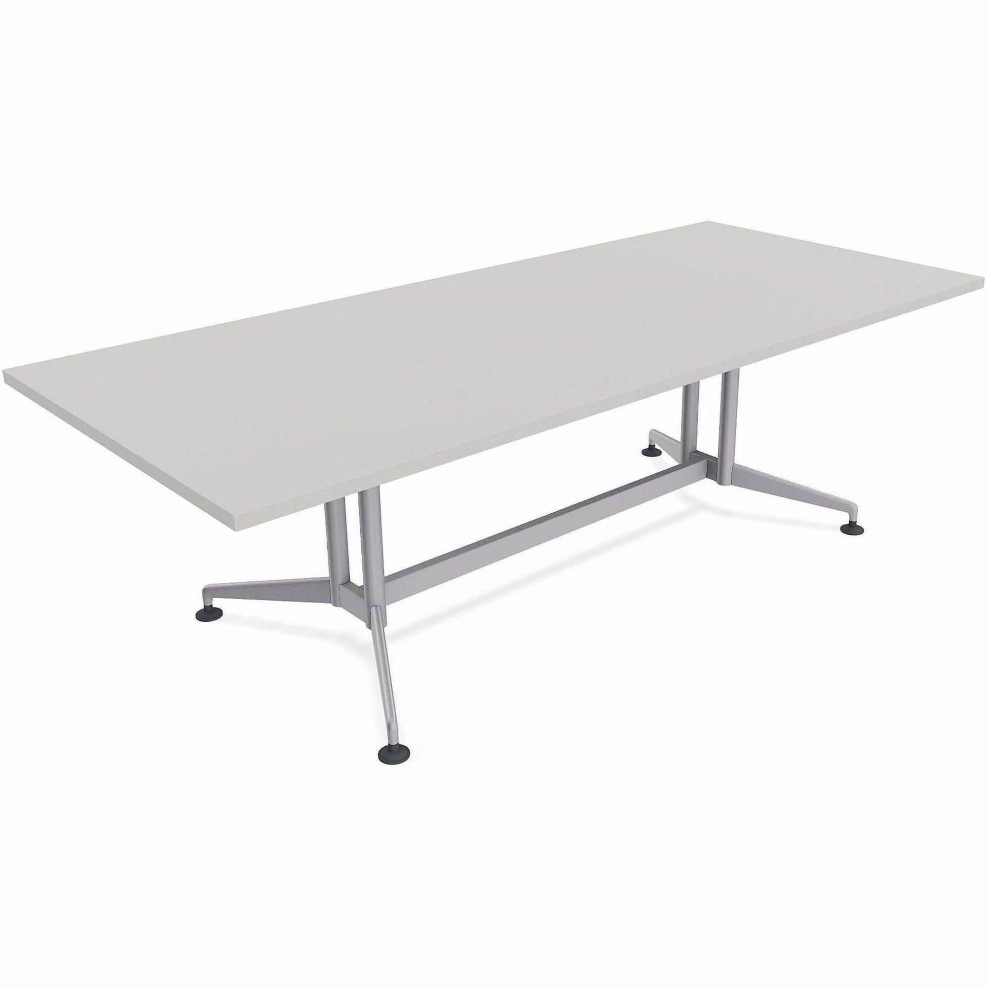 Special-T ZIA Series Conference Tables, Rectangle Top, 84" W x 48" D x 29" H, Gray High Pressure Laminate, Powder Coated Double Column Cast Aluminum/Steel Base, 2 Tables per Bundle