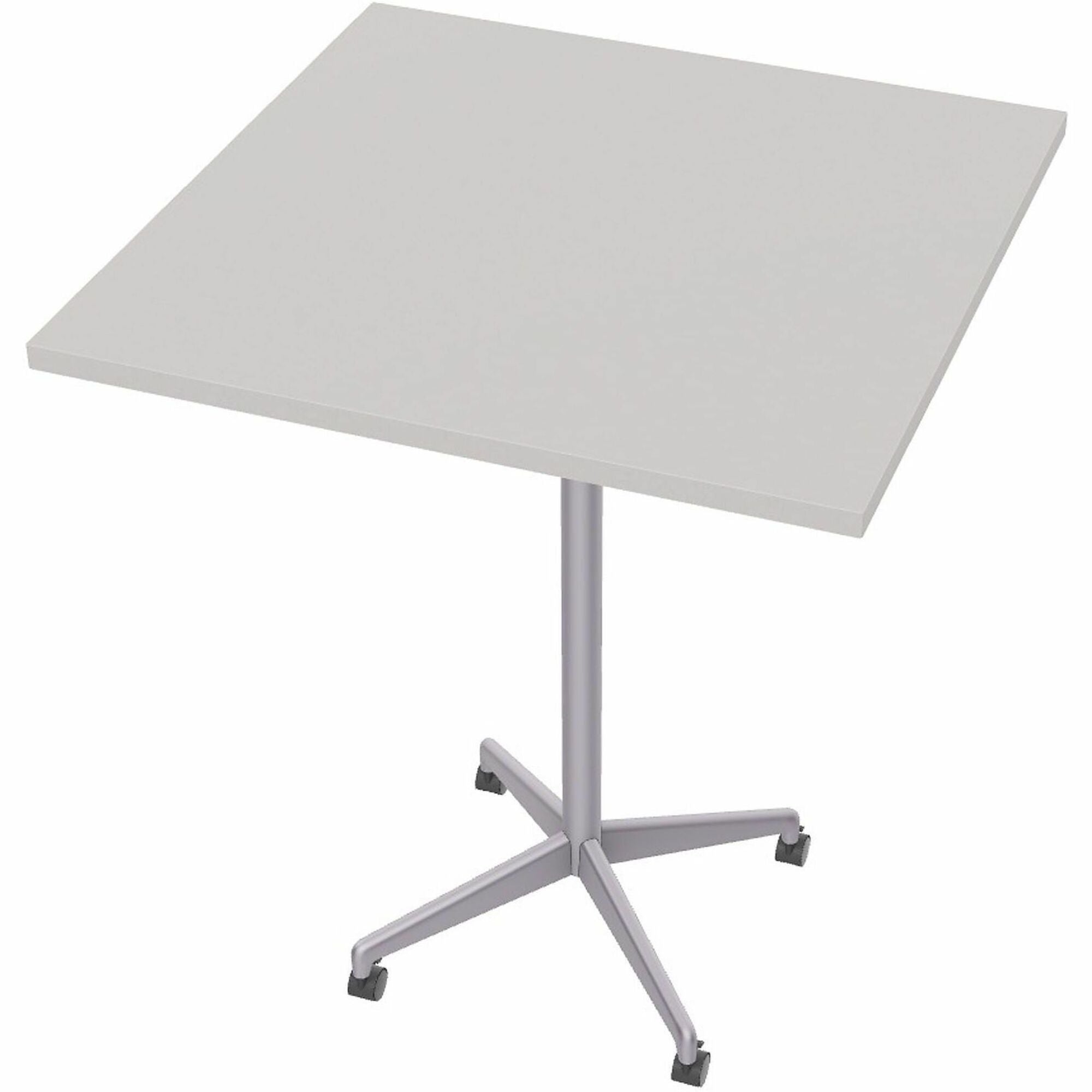 Special-T ZIA Series Hospitality Tables, Square 42"x42"x42", Powder Coated X-Shaped Base, Mid-Century Modern, Gray High Pressure Laminate, Cast Aluminum/Steel Base, 6 Tables per Bundle