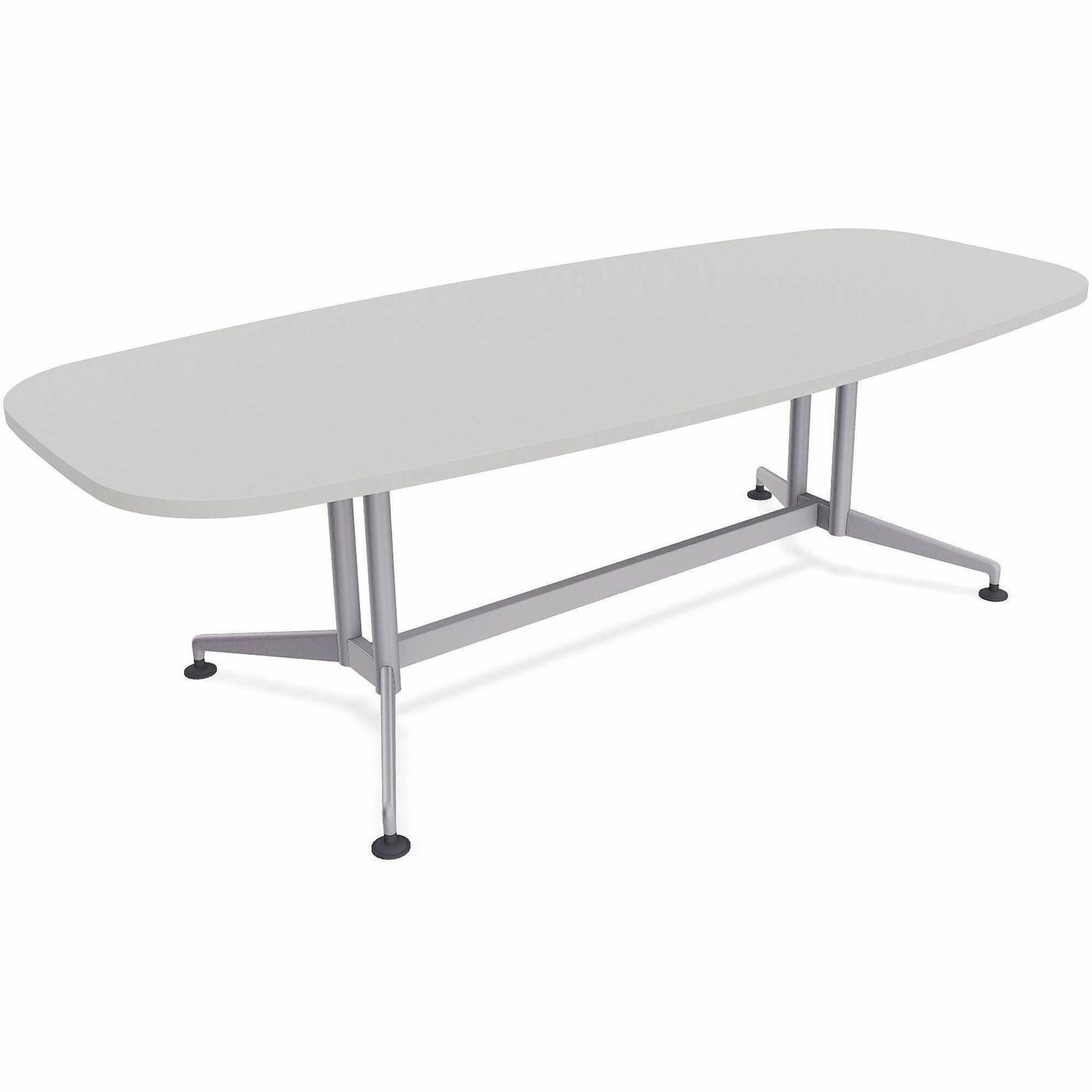 Special-T ZIA Series Conference Tables Collection, Elipse Top, Powder Coated Double Column Base, 96" W x 48" D x 29" H, Gray High Pressure Laminate, Cast Aluminum & Steel Base, 2 Tables per Bundle