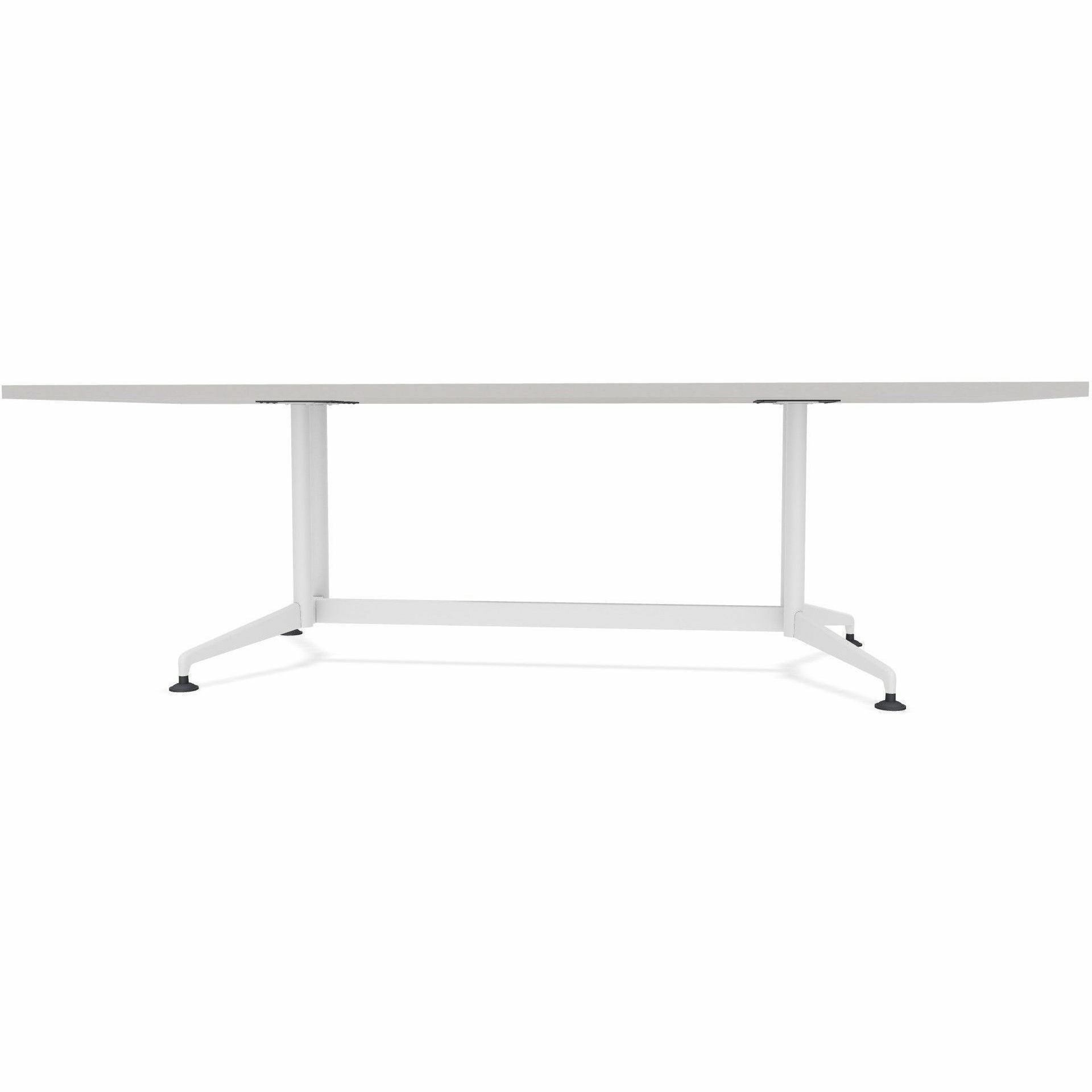 Special-T ZIA Series Conference Tables Collection, Elipse Top, Powder Coated Double Column Base, 96" W x 48" D x 29" H, Gray High Pressure Laminate, Cast Aluminum & Steel Base, 2 Tables per Bundle