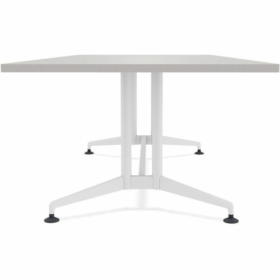 Special-T ZIA Series Conference Tables Collection, Elipse Top, Powder Coated Double Column Base, 96" W x 48" D x 29" H, Gray High Pressure Laminate, Cast Aluminum & Steel Base, 2 Tables per Bundle