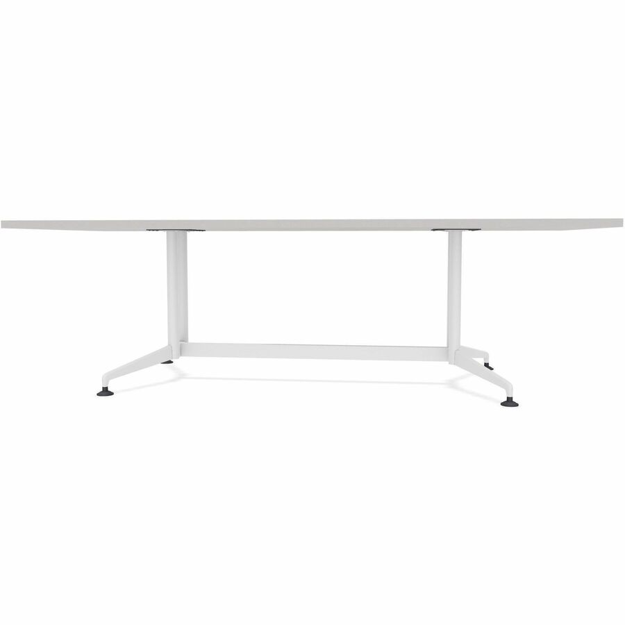 Special-T ZIA Series Conference Tables Collection, Elipse Top, Powder Coated Double Column Base, 96" W x 48" D x 29" H, Gray High Pressure Laminate, Cast Aluminum & Steel Base, 2 Tables per Bundle