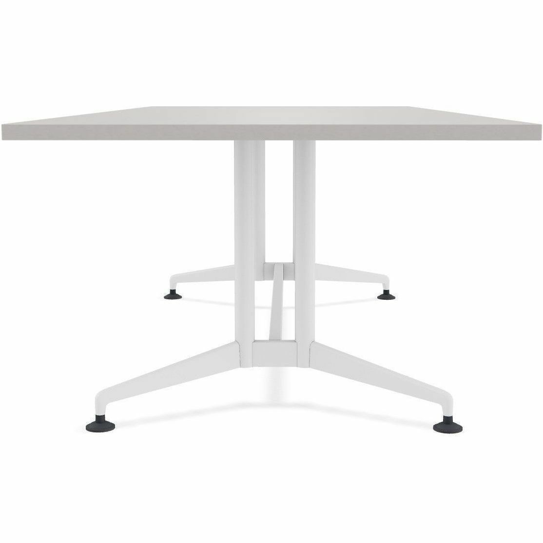 Special-T ZIA Series Conference Tables Collection, Elipse Top, Powder Coated Double Column Base, 96" W x 48" D x 29" H, Gray High Pressure Laminate, Cast Aluminum & Steel Base, 2 Tables per Bundle