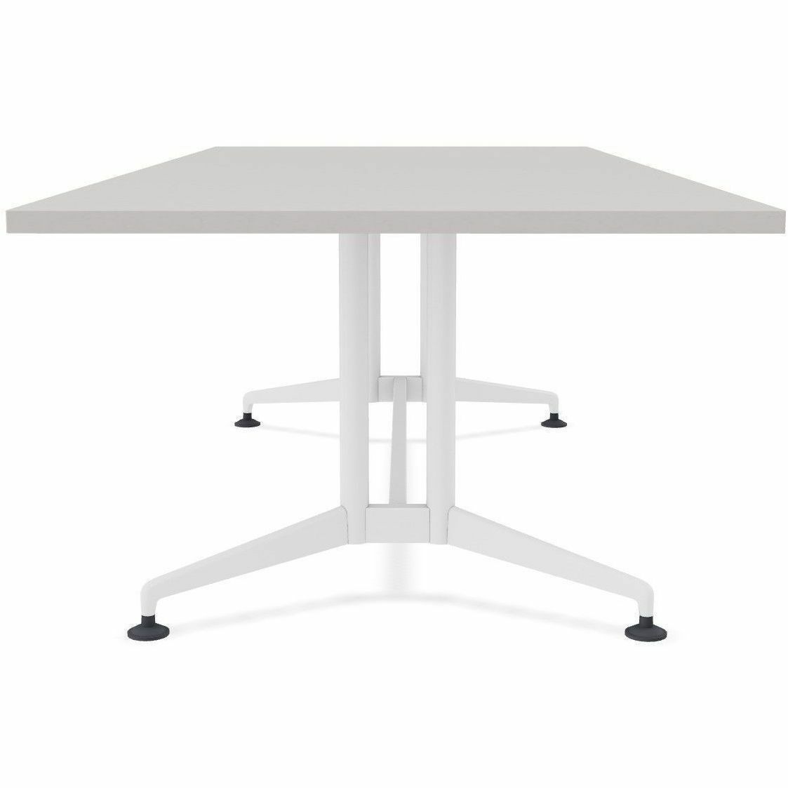 Special-T ZIA Series Conference Tables Collection, Elipse Top, Powder Coated Double Column Base, 96" W x 48" D x 29" H, Gray High Pressure Laminate, Cast Aluminum & Steel Base, 2 Tables per Bundle