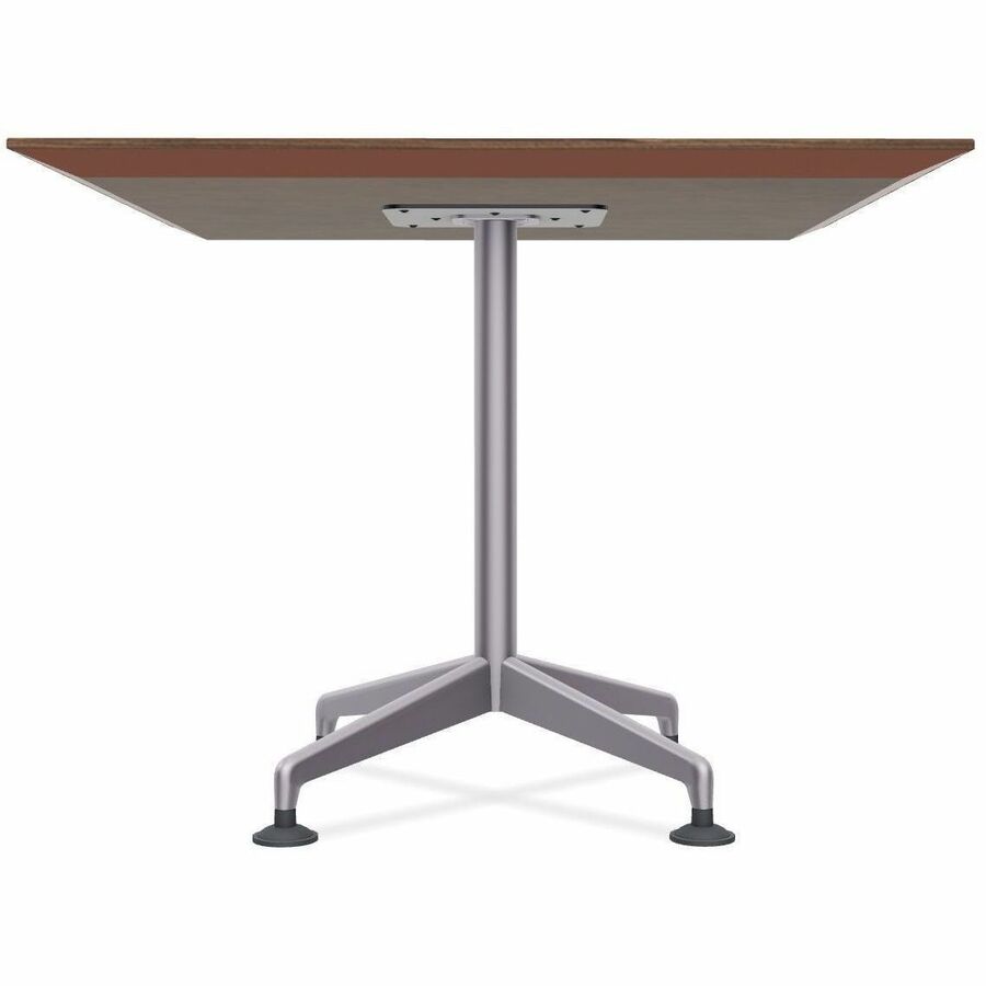 Special-T ZIA Series Hospitality Tables, Square 36"x36" Walnut High Pressure Laminate Top, Powder Coated X-Shaped Cast Aluminum/Steel Base, Mid-Century Modern Style, 29" Height, 8 Tables per Bundle