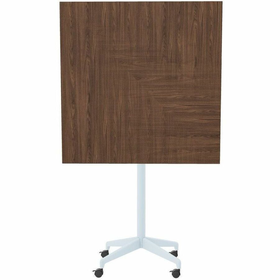 Special-T ZIA Series Hospitality Tables, Square 42"x42" Walnut High Pressure Laminate Top, Powder Coated X-Shaped Cast Aluminum/Steel Base, Mid-Century Modern Style, 42" Height, 6 Tables per Bundle