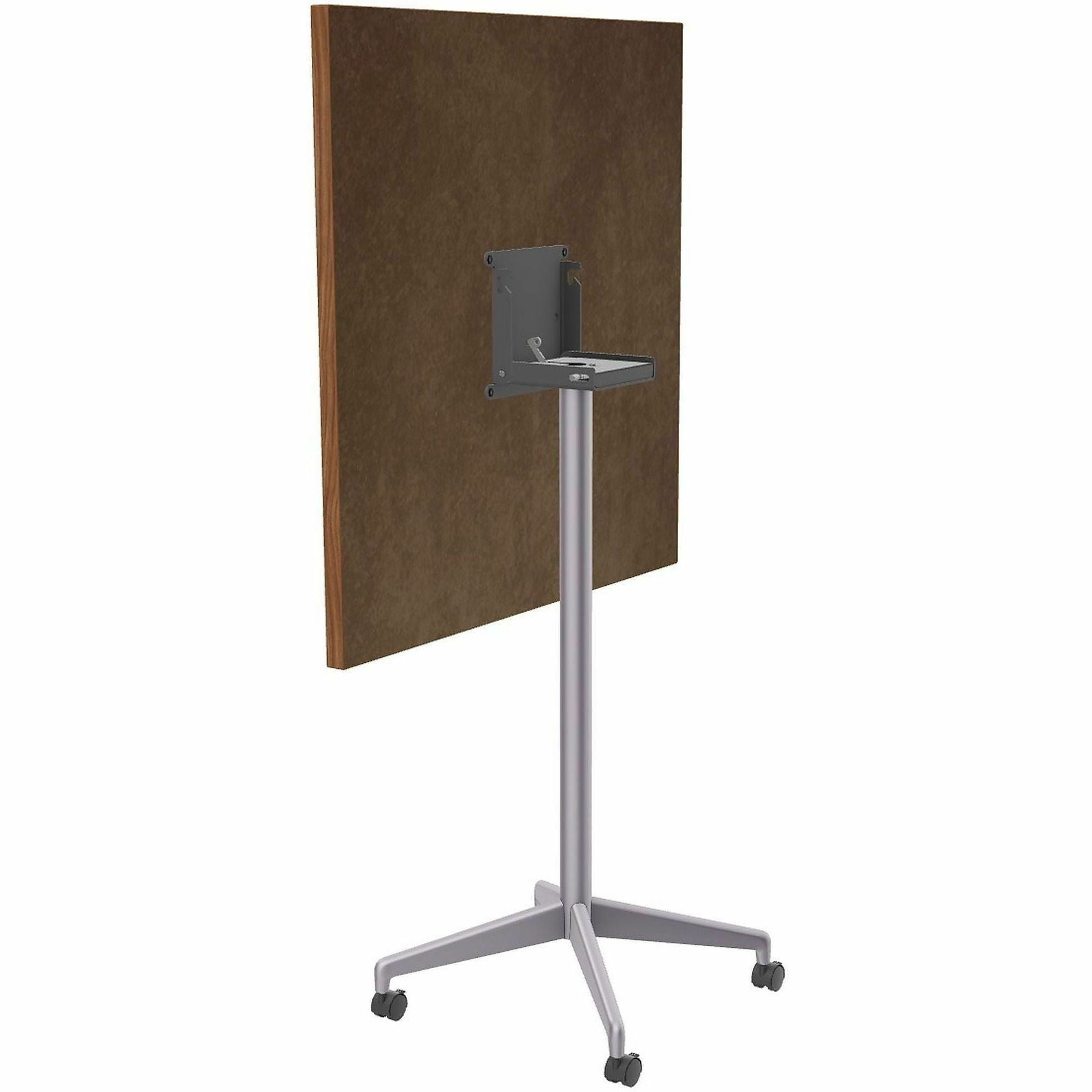 Special-T ZIA Series Hospitality Tables, Square 42"x42" Walnut High Pressure Laminate Top, Powder Coated X-Shaped Cast Aluminum/Steel Base, Mid-Century Modern Style, 42" Height, 6 Tables per Bundle