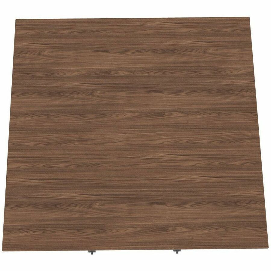 Special-T ZIA Series Hospitality Tables, Square 42"x42" Walnut High Pressure Laminate Top, Powder Coated X-Shaped Cast Aluminum/Steel Base, Mid-Century Modern Style, 42" Height, 6 Tables per Bundle