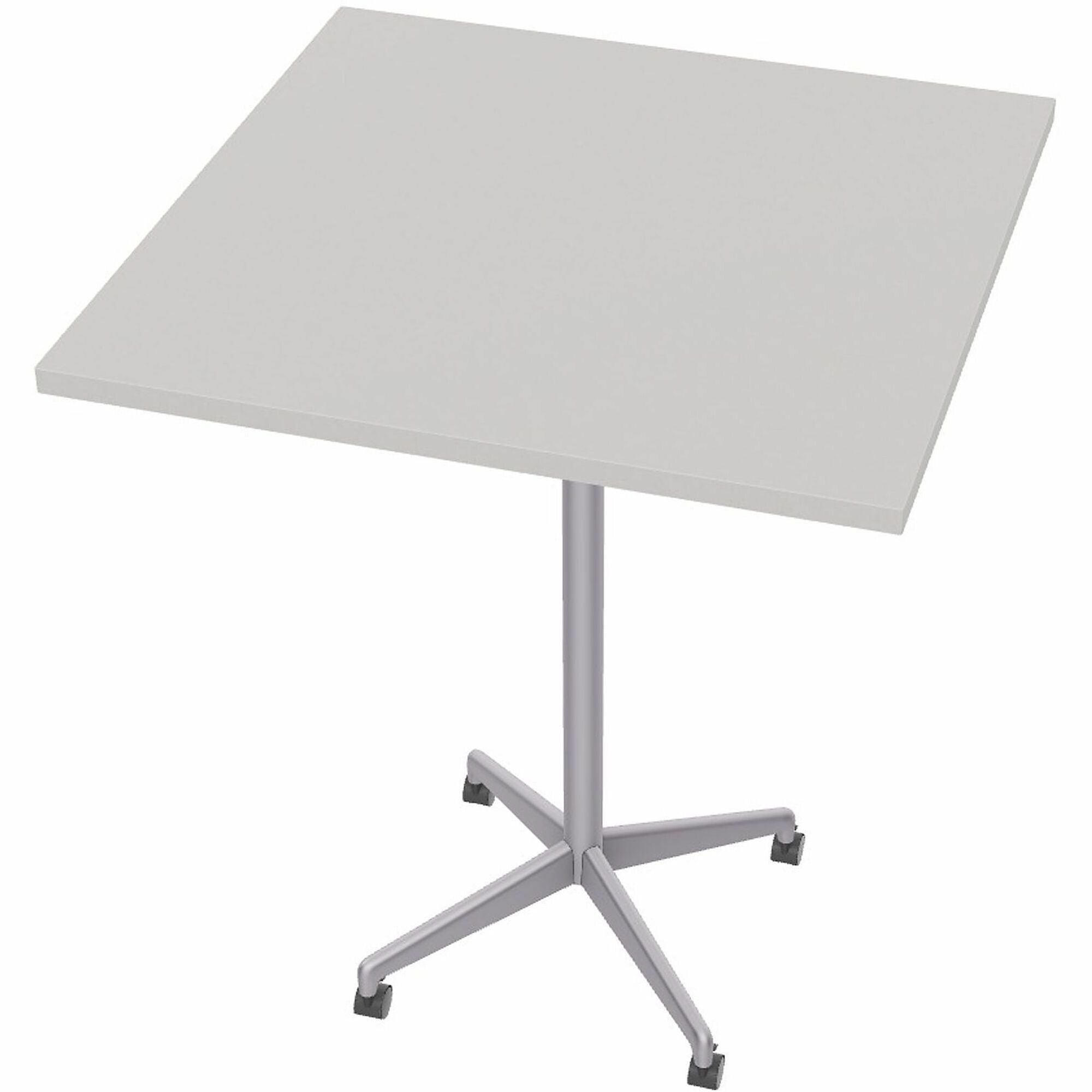 Special-T ZIA Series Hospitality Tables, Square 36"x36" Top, 42" Height, Powder Coated X-Shaped Base, Mid-Century Modern Style, Gray High Pressure Laminate, Cast Aluminum/Steel Base, 6 per Bundle