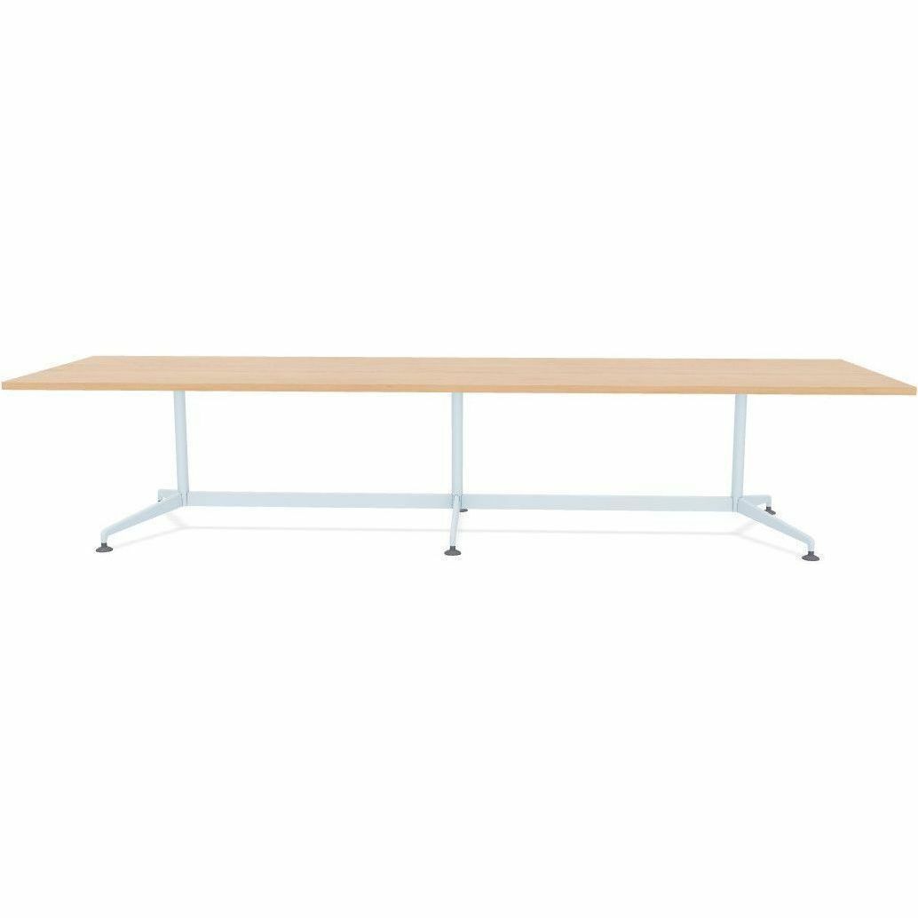 Special-T ZIA Series Conference Table, Rectangle Top, 10 ft x 48", 29" Height, Kensington Maple HPL, Powder Coated Double Column Cast Aluminum/Steel Base, 2 Tables per Bundle