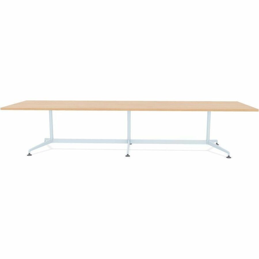 Special-T ZIA Series Conference Table, Rectangle Top, 10 ft x 48", 29" Height, Kensington Maple HPL, Powder Coated Double Column Cast Aluminum/Steel Base, 2 Tables per Bundle
