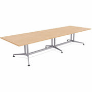 Special-T ZIA Series Conference Table, Rectangle Top, 10 ft x 48", 29" Height, Kensington Maple HPL, Powder Coated Double Column Cast Aluminum/Steel Base, 2 Tables per Bundle