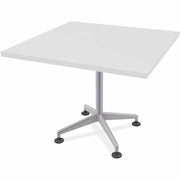 Special-T ZIA Series Hospitality Tables, Square 36"x36" White High Pressure Laminate Top, Powder Coated X-Shaped Cast Aluminum/Steel Base, Mid-Century Modern Style, 29" Height, 8 Tables per Bundle