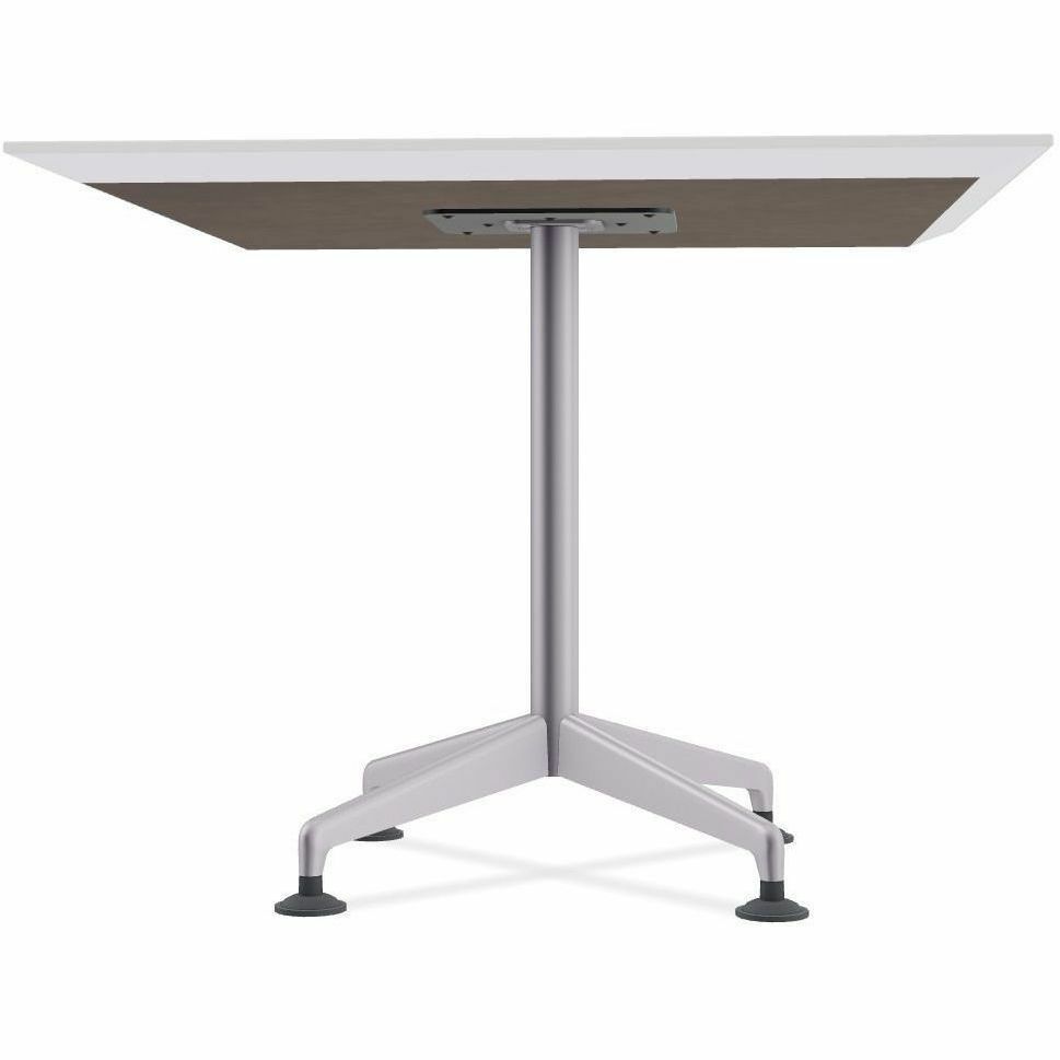 Special-T ZIA Series Hospitality Tables, Square 36"x36" White High Pressure Laminate Top, Powder Coated X-Shaped Cast Aluminum/Steel Base, Mid-Century Modern Style, 29" Height, 8 Tables per Bundle