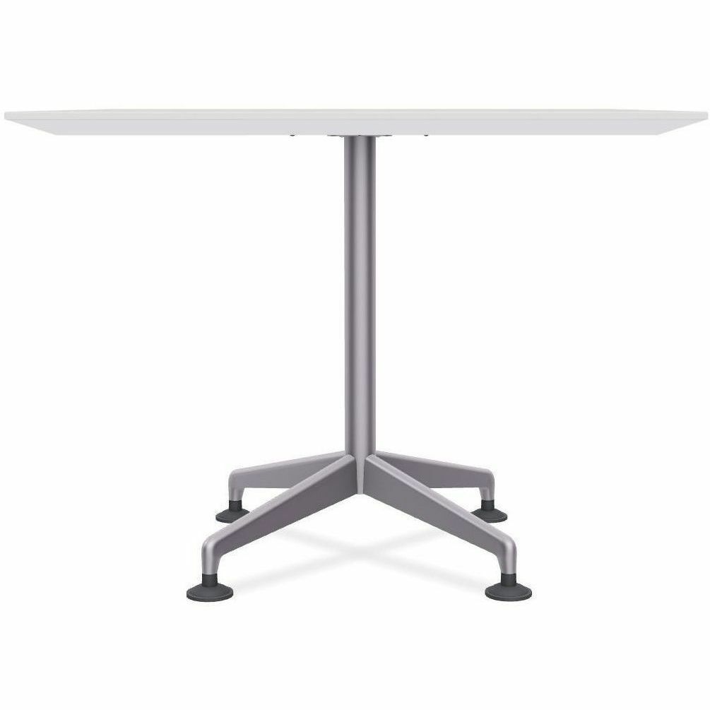 Special-T ZIA Series Hospitality Tables, Square 36"x36" White High Pressure Laminate Top, Powder Coated X-Shaped Cast Aluminum/Steel Base, Mid-Century Modern Style, 29" Height, 8 Tables per Bundle