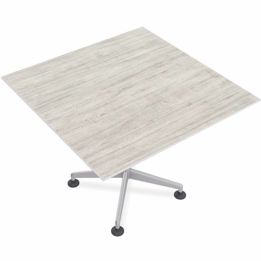 Special-T ZIA Series Hospitality Tables, Square 36"x36" White High Pressure Laminate Top, Powder Coated X-Shaped Cast Aluminum/Steel Base, Mid-Century Modern Style, 29" Height, 8 Tables per Bundle