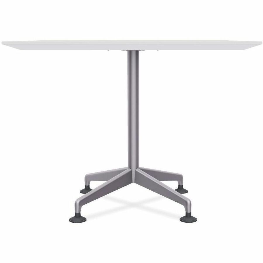 Special-T ZIA Series Hospitality Tables, Square 36"x36" White High Pressure Laminate Top, Powder Coated X-Shaped Cast Aluminum/Steel Base, Mid-Century Modern Style, 29" Height, 8 Tables per Bundle