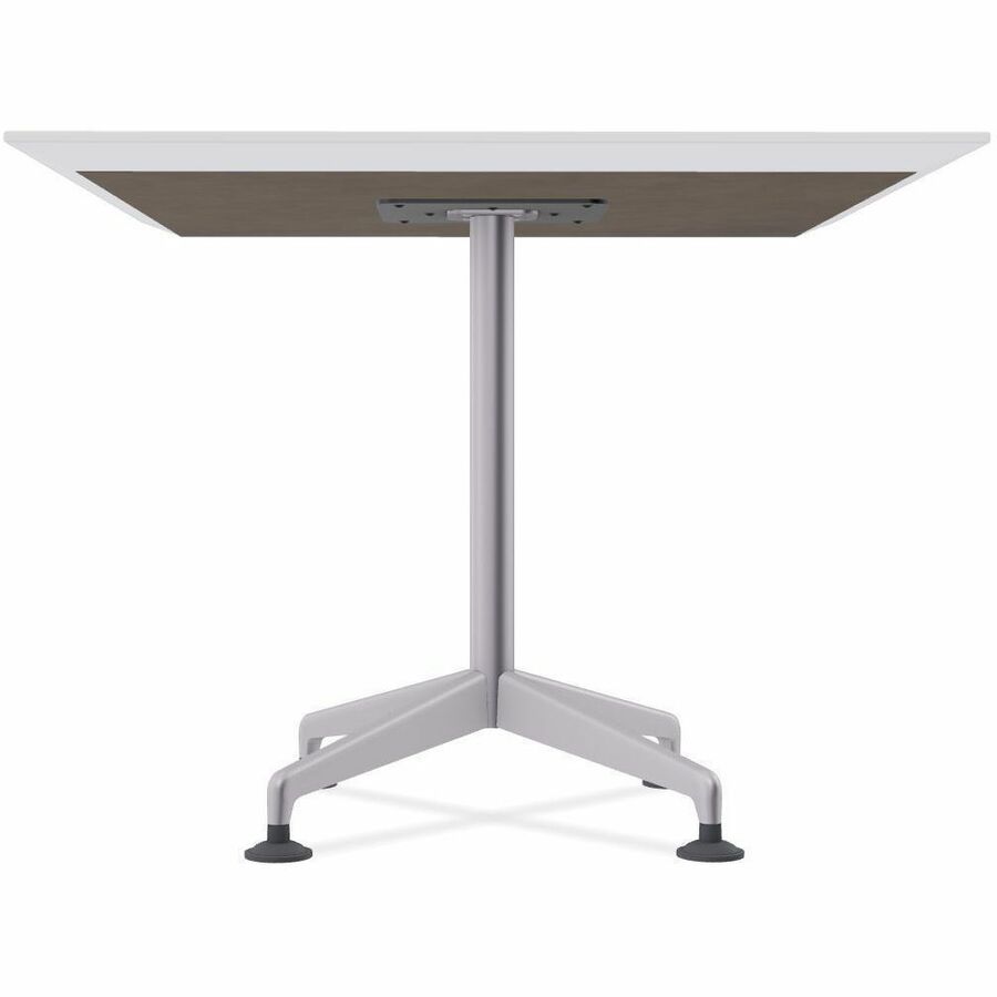 Special-T ZIA Series Hospitality Tables, Square 36"x36" White High Pressure Laminate Top, Powder Coated X-Shaped Cast Aluminum/Steel Base, Mid-Century Modern Style, 29" Height, 8 Tables per Bundle